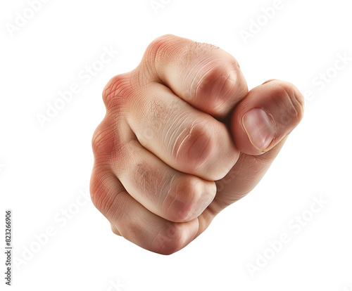 Front View of Clenched Fist on Transparent Background