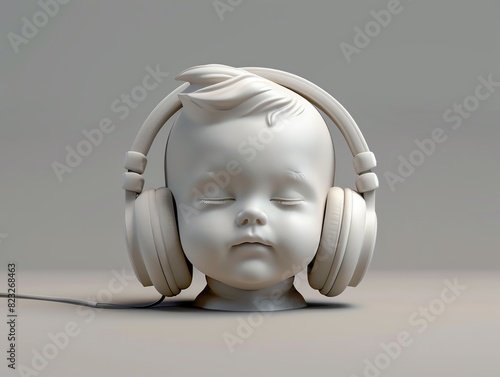 A 3D render of a baby ear protection earmuffs