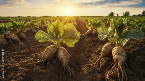 A photo of a healthy field of sugar beets ready for harvest