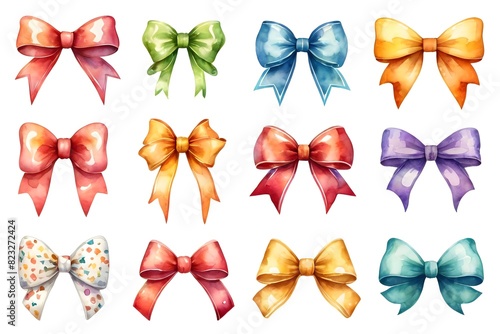 Set of bows isolated on white
