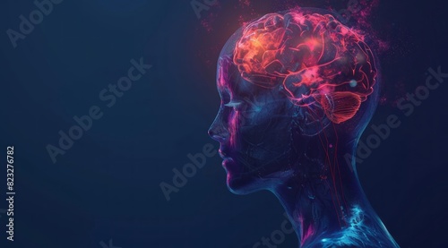 A glowing brain with a red aura is depicted on the side of an animated human head in profile, symbolizing treatment for graduating to research and treatment