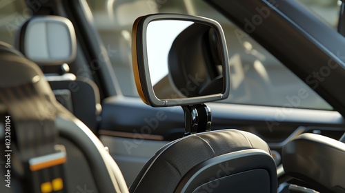 A detailed 3D render of a baby car seat mirror
