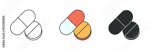 Pill or Capsule Icon. Medical or Healthcare theme symbol vector illustration isolated on white background