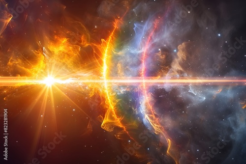 Cosmic Explosion in Deep Space with Starburst and Nebulae for Sci-Fi Design and Galactic Illustrations