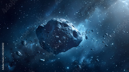 A meteorite floating in space