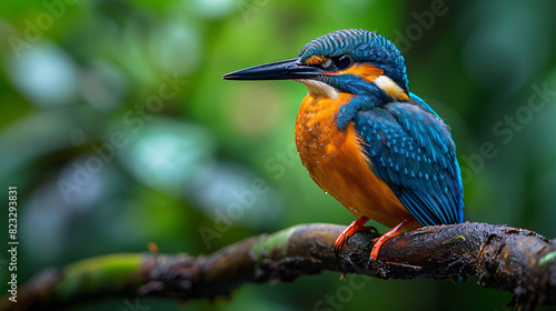 Common Kingfisher Alcedo atthis perched and call