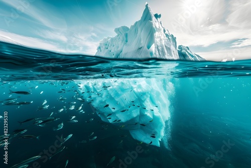 Majestic Underwater Iceberg Amid Serene Arctic Waters