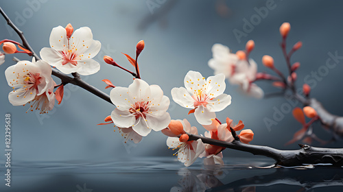Digital soft and clear plum blossom plant abstract poster PPT background