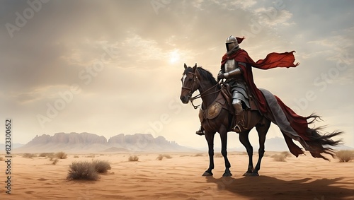 medieval horseman in the desert