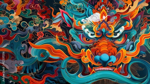  Online shopping, American History, surreal fantasy drawings with vibrant shades, traditional Tibetan thangka paintings, 4k