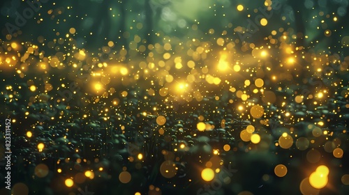 A field of defocused particles with a glowing, glowing appearance
