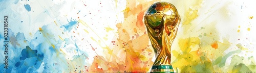 The watercolor painting of World Cup trophy.
