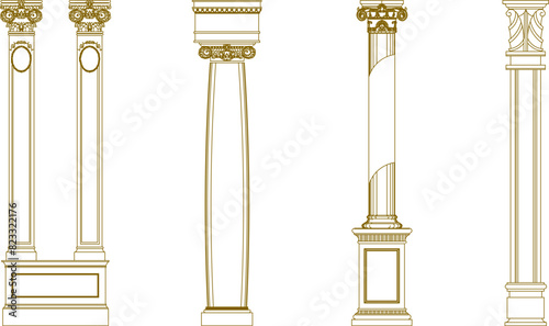 Sketch illustration vector drawing of classic old column design vintage roman greek european detail