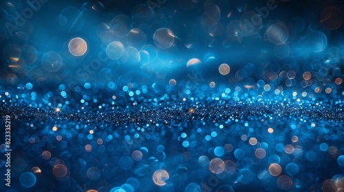 A striking abstract image of sparkling blue bokeh lights creating a dreamy, fluid atmosphere