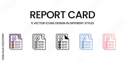 Report Card Icons different style vector stock illustration