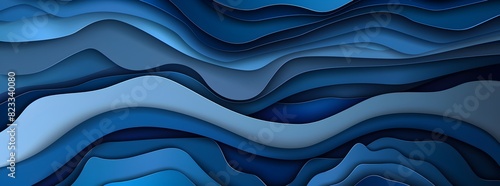 Abstract blue background with paper cut waves 