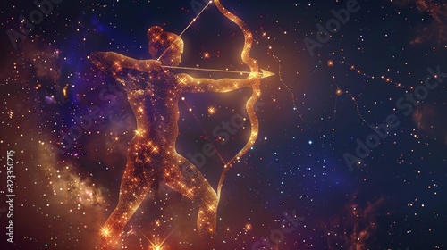 Sagittarius the archer centaur constellation glowing in the night sky
