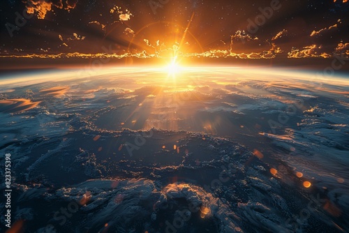 The sun rising over earth, high quality, high resolution