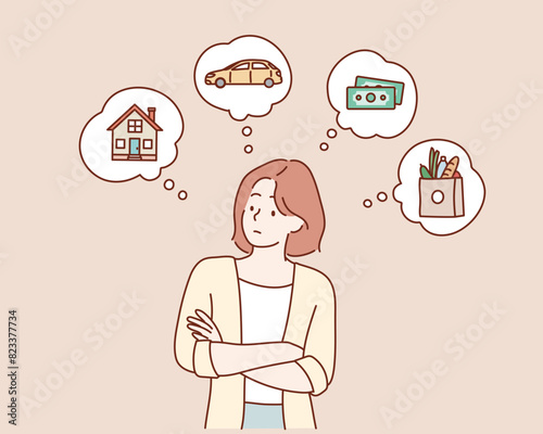 woman and lifestyle items icons. Hand drawn style vector design illustrations.