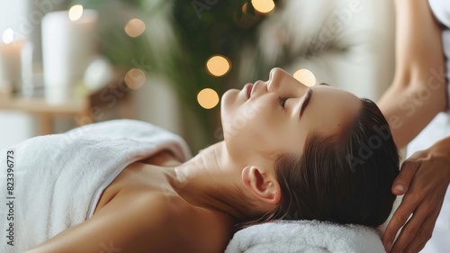 Person receiving relaxing head massage in serene spa setting