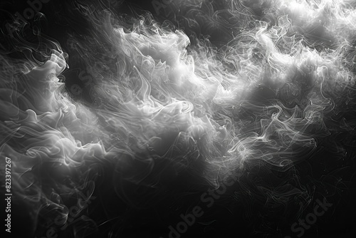 An image of smoke with nothing against it in black
