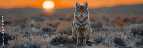 Prowling through arid deserts of the American Southwest a solitary coyote hunts for prey under the watchful gaze of the desert moon its keen senses attuned to the slightest movement