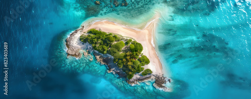 Aerial view of tropical island paradise