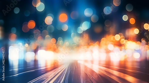 abstract background of colorful blurred defocused bokeh street lights,motion and nightlife concept