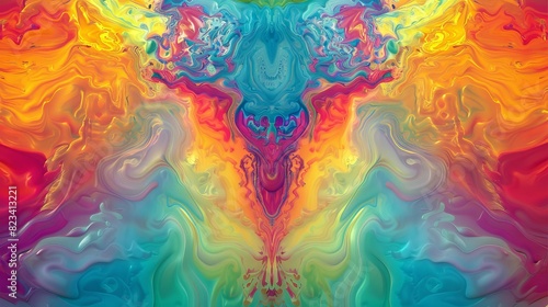 Colorful psychedelic abstraction; altered state of consciousness, psychological problems