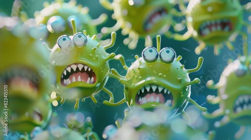 Cute cartoon germs with googly eyes