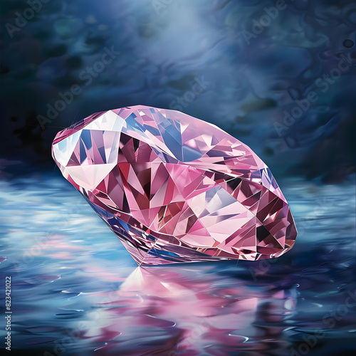 Pink diamond on a blue background.