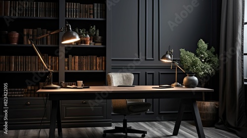 moody home office dark