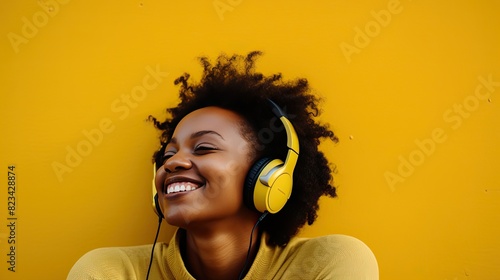 isolati headphones on yellow
