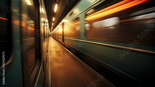 speed blurred train interior