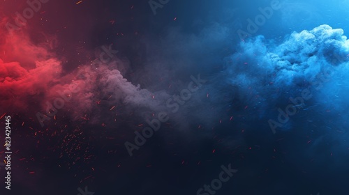 As an MMA or box fight poster, colored smoke with contrasting neon lighting. As a flyer for a confrontation between two sports, realistic modern fog with a haze effect.