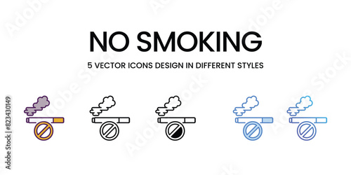 No Smoking Icons different style vector stock illustration