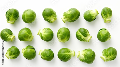 green brussel sprouts on white background