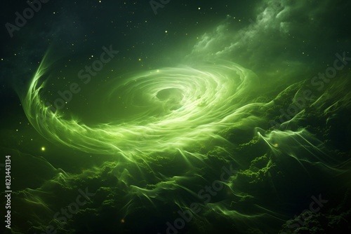 a green swirl in the sky