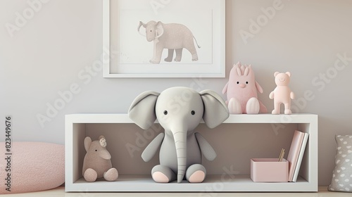 toy pink and gray elephant
