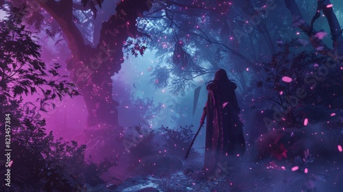 Fun Gameplay of 3D Colorful Fantasy Role Playing Game Set in Misty Magical Forest. Female Hero Character Fighting Monsters, Enemies. 3D Animation.