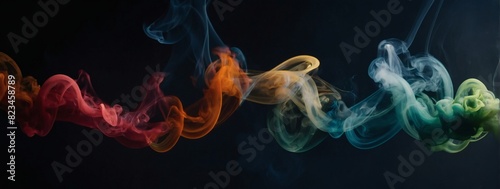 Hues of abstract smoke from hookah on dark backdrop