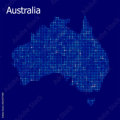 australia dotted map with blue bg