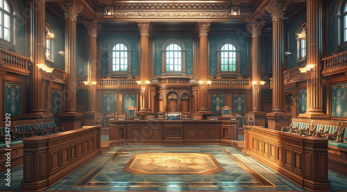 Grand Courtroom with Wooden Architecture