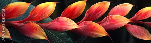 Heliconia A 3D illustration of Heliconia with its bright red and yellow bracts
