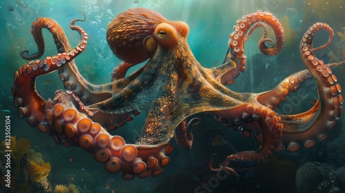 octopuses as they navigate their oceanic habitat showcasing their remarkable ability to contort their bodies, squeeze through