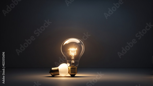 glowing bulb on dark background