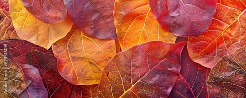 Close-up of colorful autumn leaves displaying vibrant red, orange, and yellow hues, highlighting the beauty of seasonal change.
