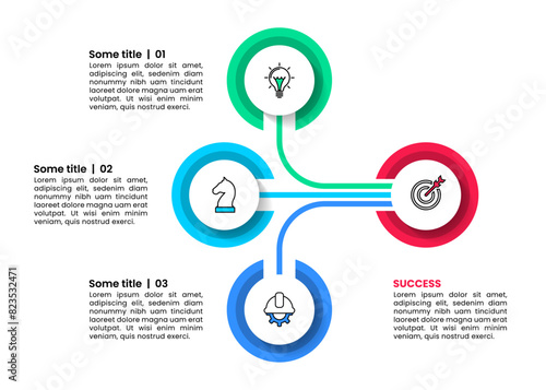 Infographic template. 3 steps to success with icons