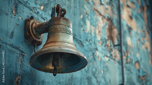 Vintage school bell mounted on a wall, captured in close-up to show intricate details, signaling the beginning and end of classes