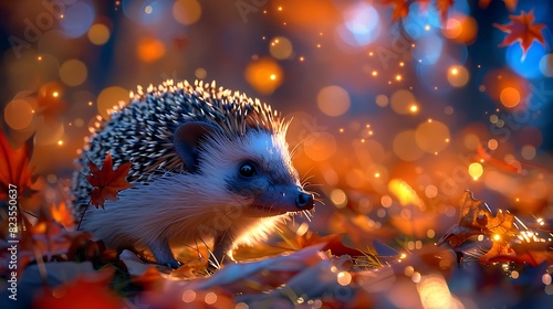Beneath starstudded sky Hedgehog venture out into moonlit garden spine glinting soft glow of night. tiny nose twitching anticipation snuffle through fallen leaf dewkissed grass keen sens alert slighte